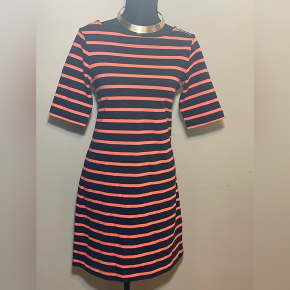 GAP Navy and Coral Striped Midi Dress women size xs - Picture 6 of 8